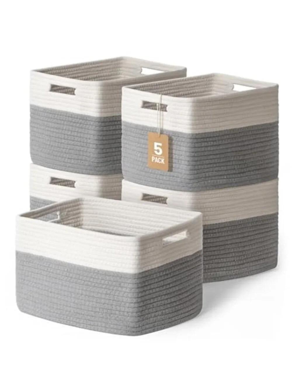 New 5 Pack Woven Storage Baskets, Decorative Storage Bins for Organizing